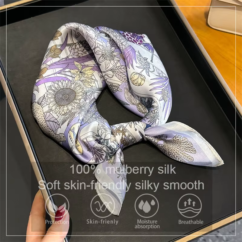 Foulard carré en soie 100% pour femmes