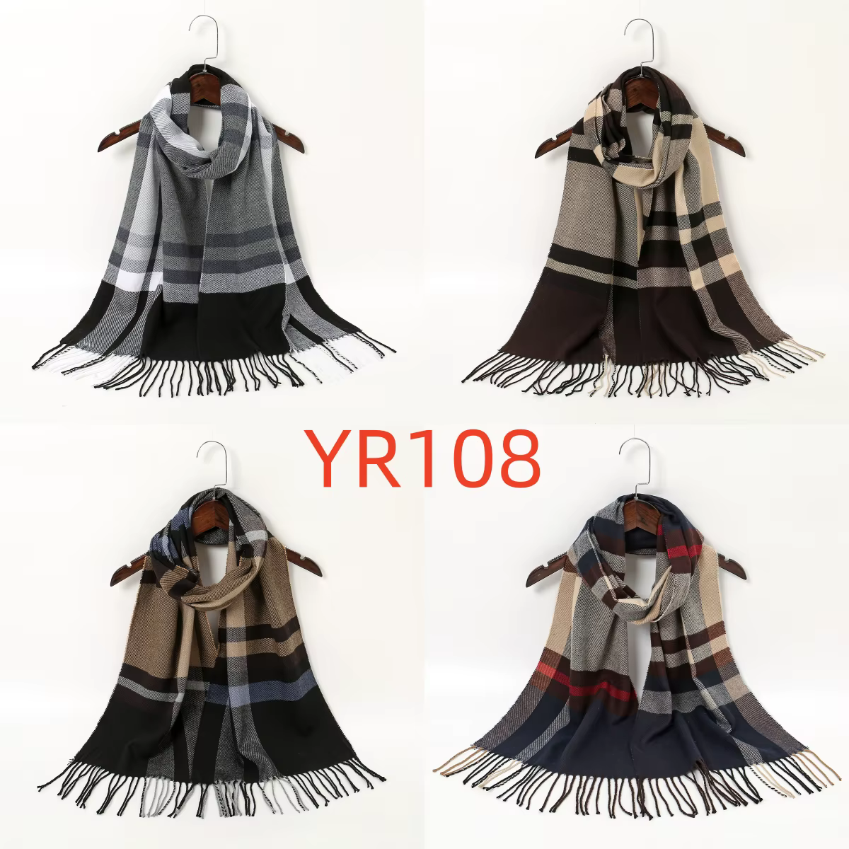 Femmes classique Plaid écharpe glands châle mince Pashmina étoles luxe Design