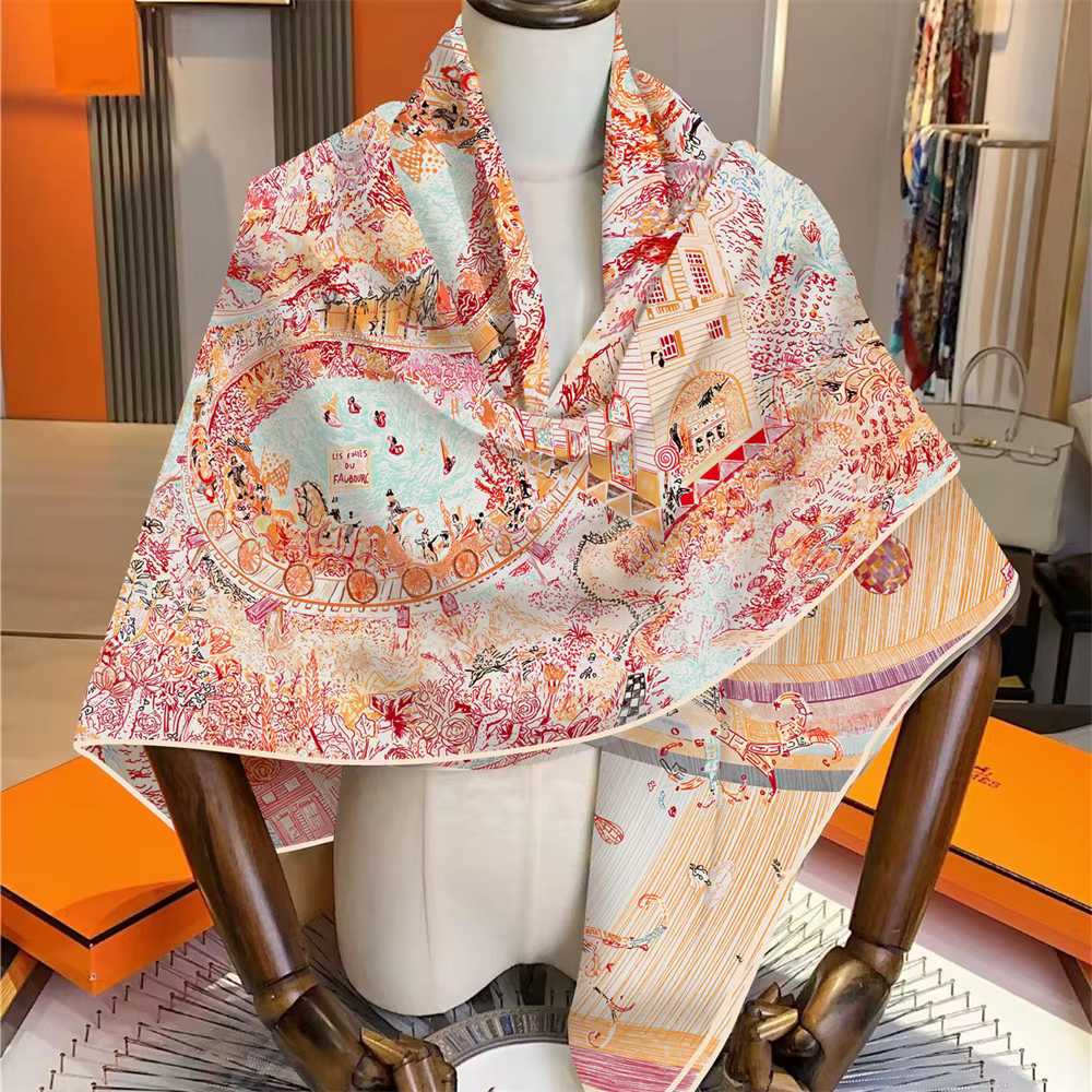 135CM écharpe en cachemire femmes manuel roulé châles mer ville carré foulards enveloppement Bandana marque de luxe