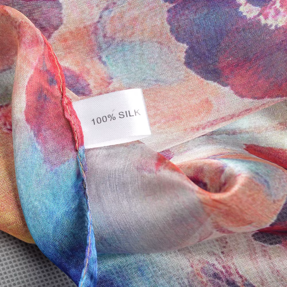 BYSIFA | Écharpe longue en soie 100% de mûrier rouge et bleue pour femme