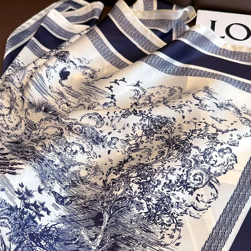 1 pièce Foulard carré 70 cm imprimé végétal pour femme