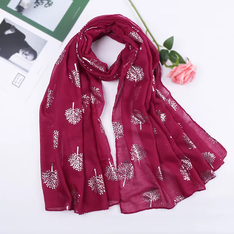 Été nouveau coton écharpe pour femmes filles étudiants argent arbre lin foulards doux tricot Viscose châle printemps femme Wrap châles