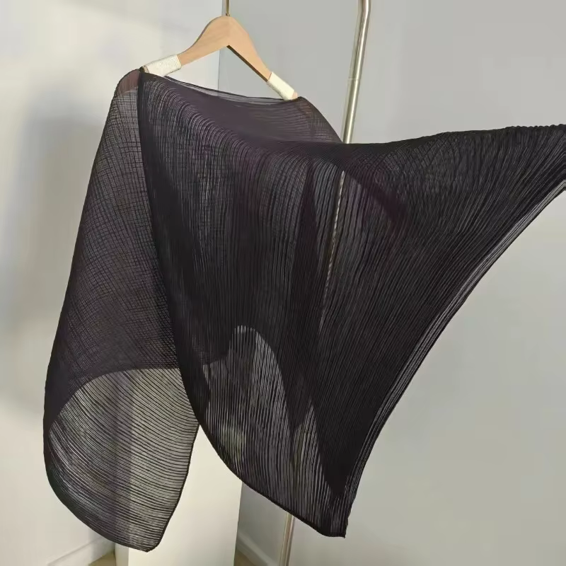 Miyake écharpe plissée femme léger luxe Premium Cape châle longue Section polyvalent ensemble d'écharpe de tête vêtements multiples sweat à capuche 80 cm