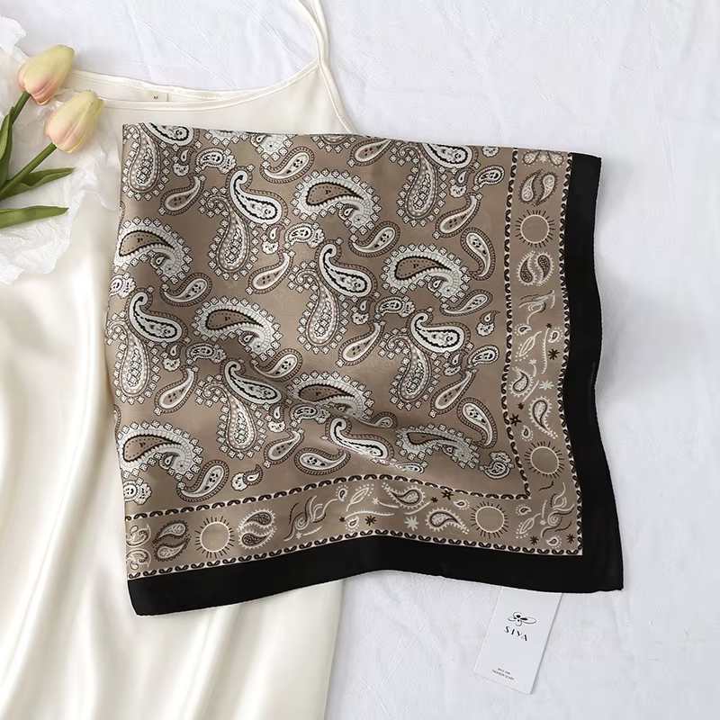 90*90 cm Paisley soie Satin cheveux écharpe femmes foulard imprimé femme carré Bandana cou Hijab dame châles foulards Sjaal