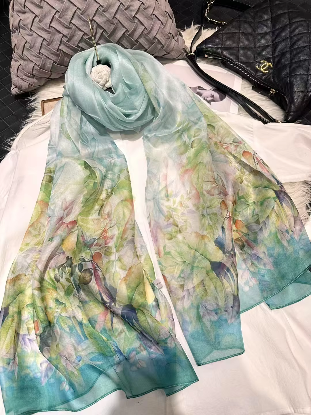 Foulard Long en Mousseline de Soie pour Femme