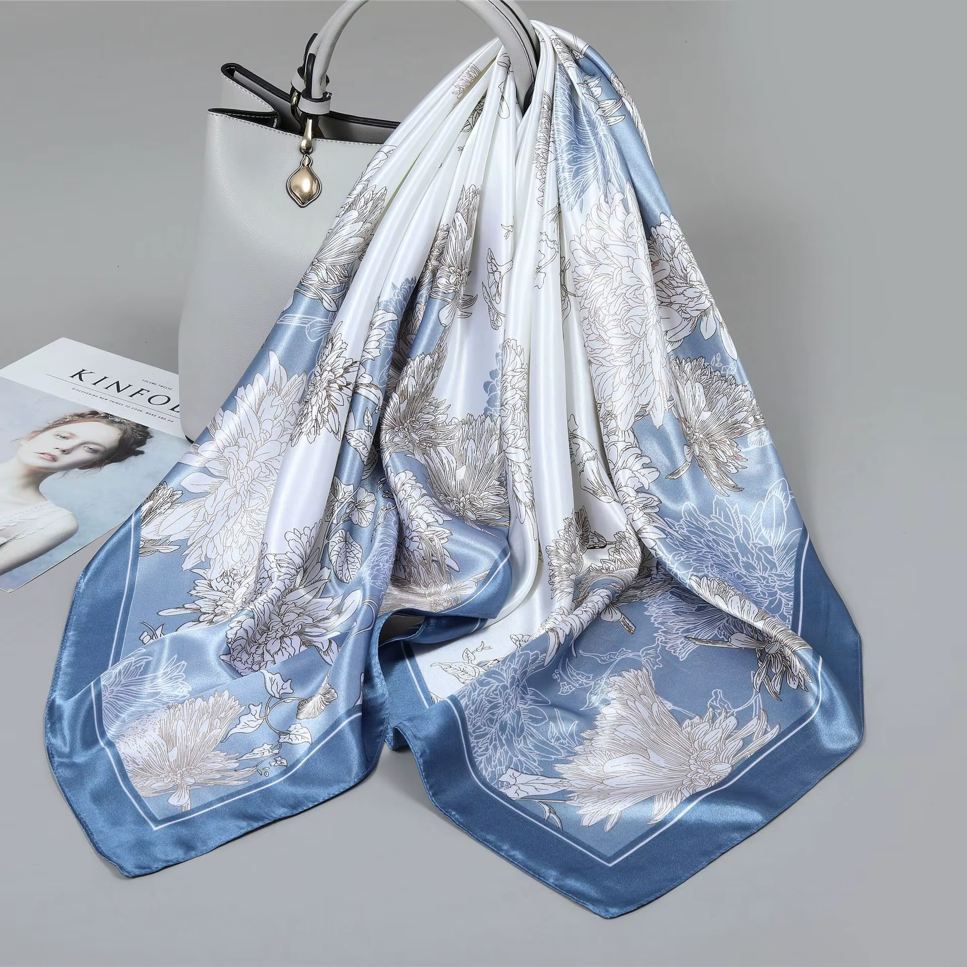 Foulard carré imprimé Floral élégant pour femmes