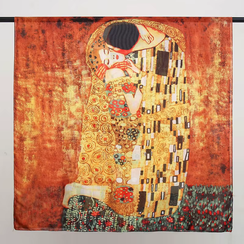 Gustav Klimt peinture à l'huile Foulard en soie pour femmes marque de luxe châle