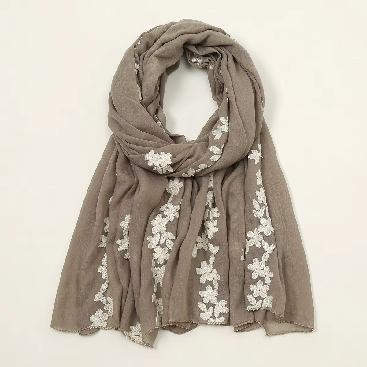 Longue Écharpe Brodée Florale pour Femme