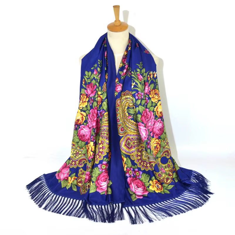 Foulard de Luxe Russe à Imprimé Floral