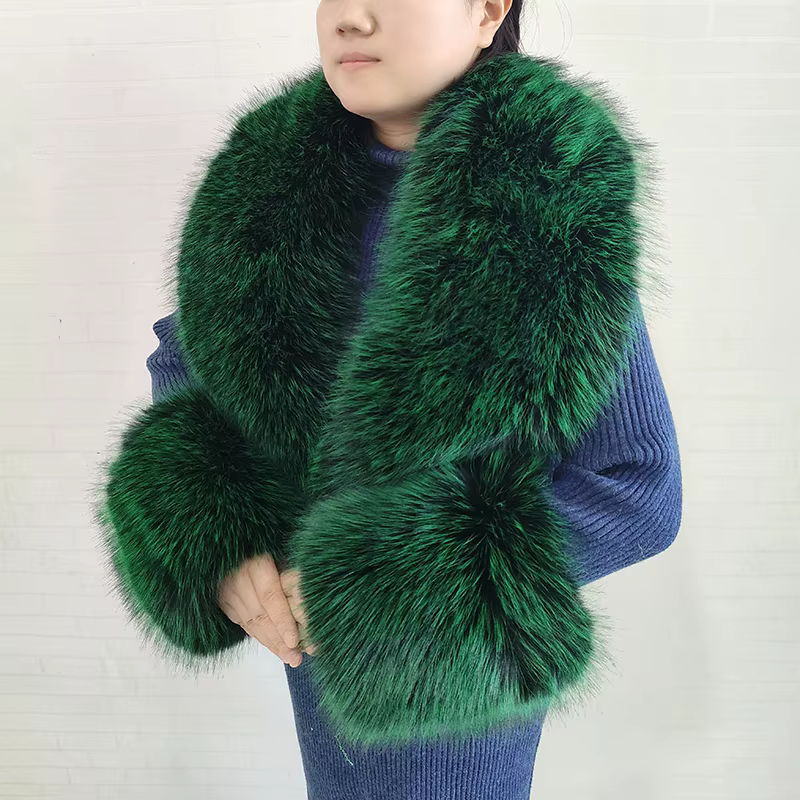 Grande écharpe d'hiver en fausse fourrure de renard pour femme