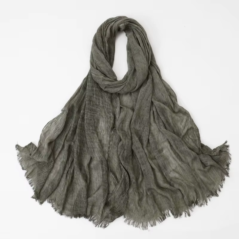 Mode coton lin écharpe froissé conception Hijab moyen-orient