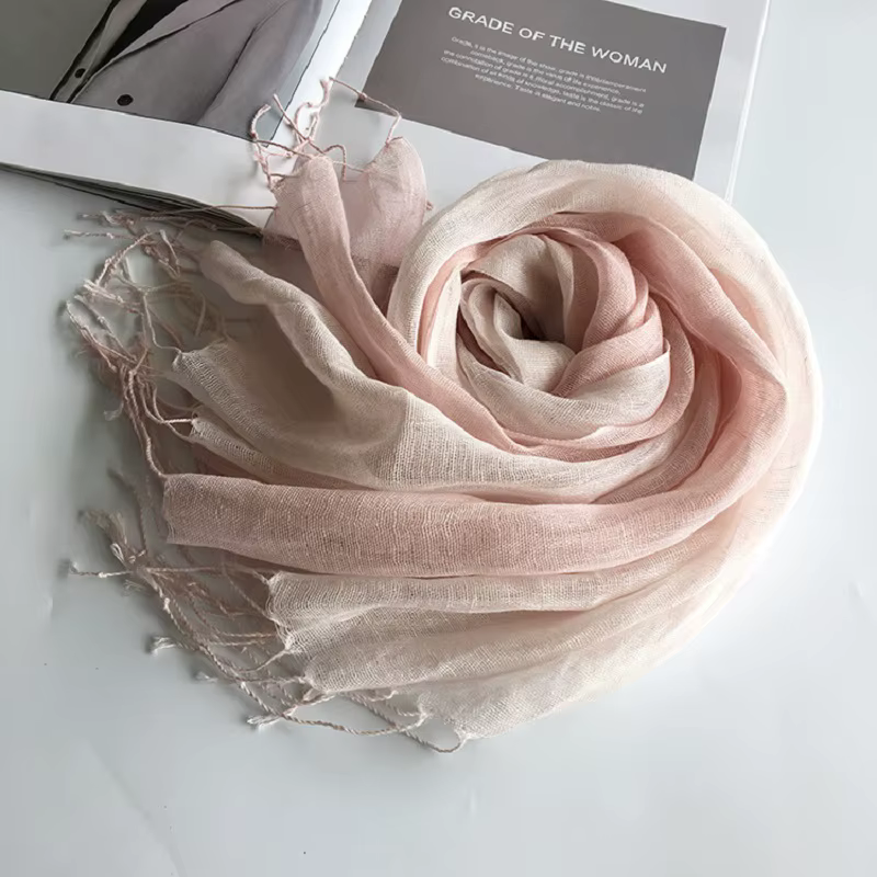 Écharpe pour femme printemps/été 100% lin dégradé de couleur