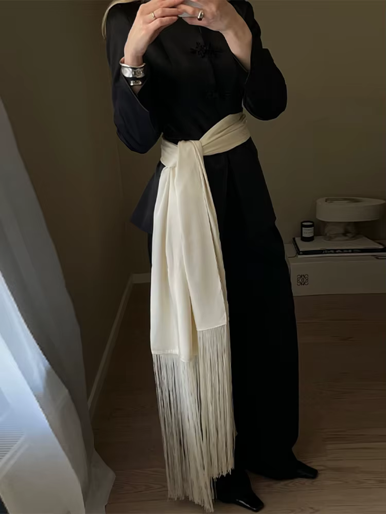 Nouvelle ceinture foulard à franges pour femme