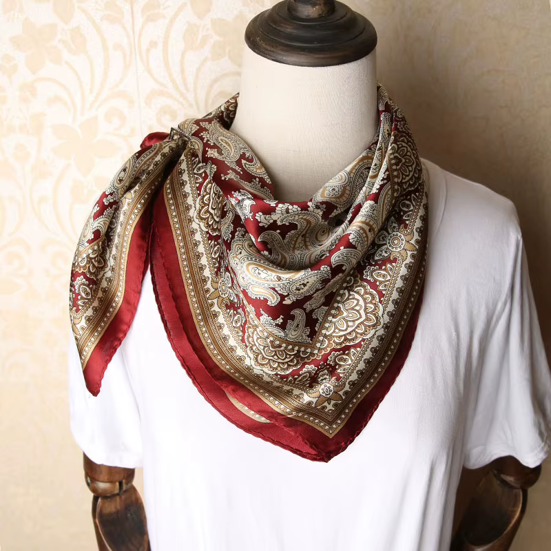 Écharpe de luxe homme printemps cou cravate foulard pour hommes 100% foulards en soie naturelle Vintage Paisley affaires mâle carré Bandanas nouveau