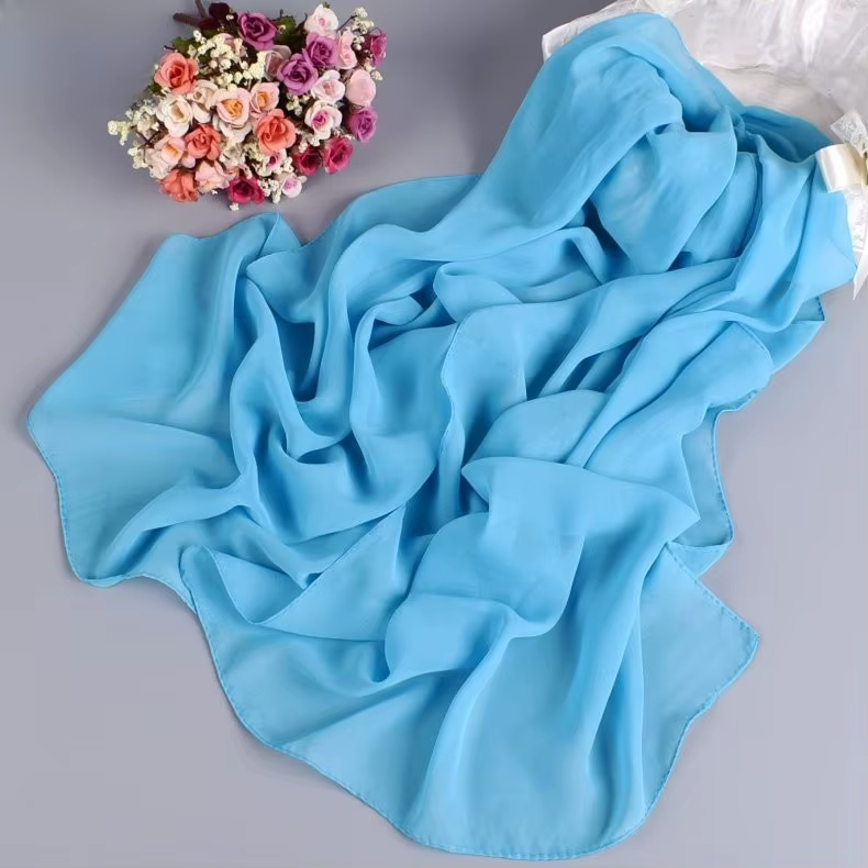 Écharpe en soie Pure de couleur unique pour femmes