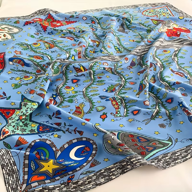 Foulard carré en sergé de soie pour femmes