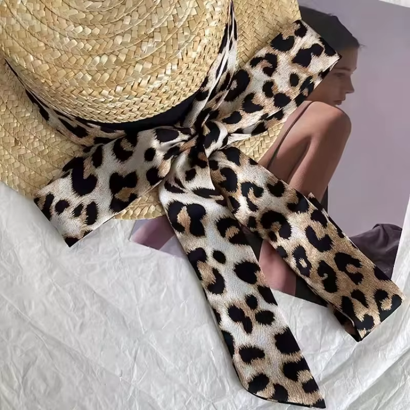 Offre spéciale imprimé léopard longue écharpe mince américain rétro foulard Y2K polyvalent sac taille déco Sexy femmes Chic accessoires cadeaux