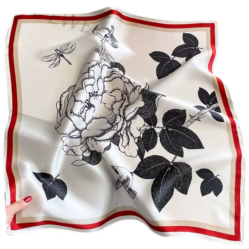 100% mûrier soie cou écharpe Femme marque de luxe tête florale foulards de cheveux printemps Foulard enveloppes carré