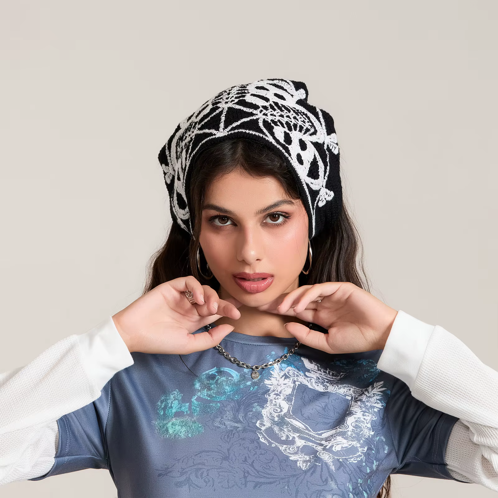 Foulard de tête en tricot au crochet pour femme