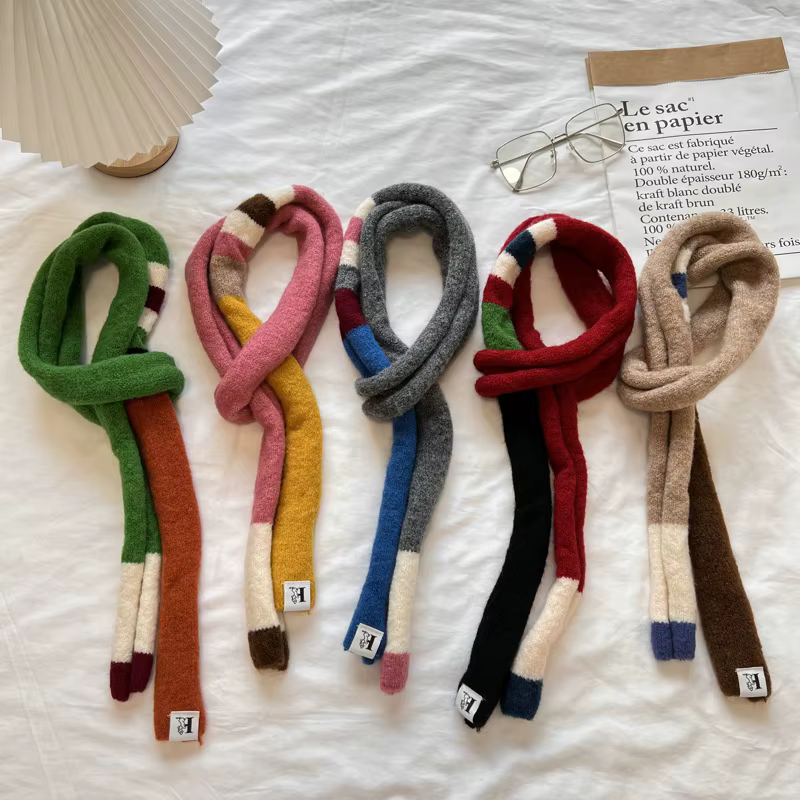 Écharpe en peluche rayée en laine pour femmes