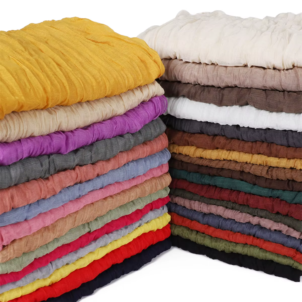 Écharpe froissée pour femmes filles étudiants printemps nouvelle couleur unie coton Voile mince foulards doux tricot châle femme Wrap châles
