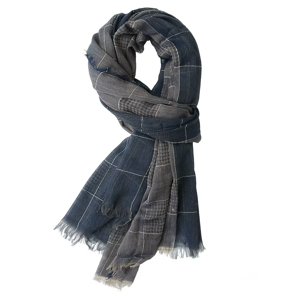 Coton lin hommes écharpe Patchwork