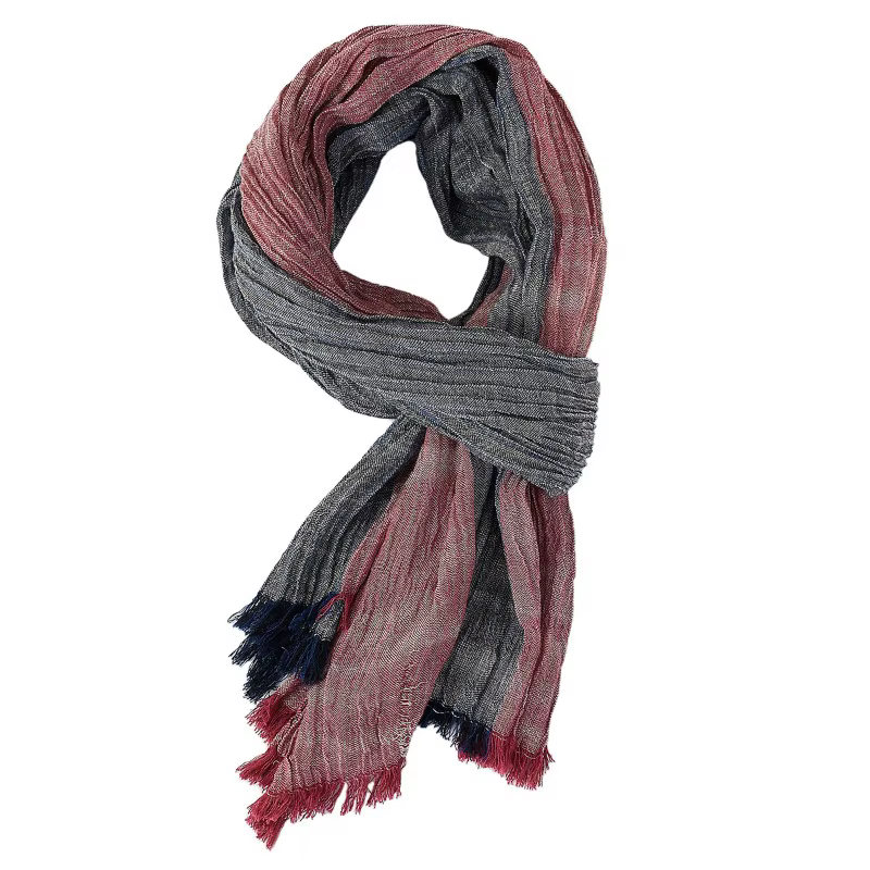 Mode hommes écharpe coton lin rayé foulards automne hiver chaud foulard Pashmina décontracté mâle accessoires Bufandas châles