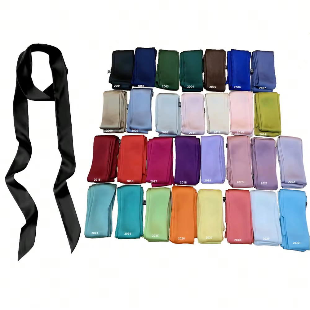 200*5 cm Satin soie étroite écharpe foulard solide cou foulards longue