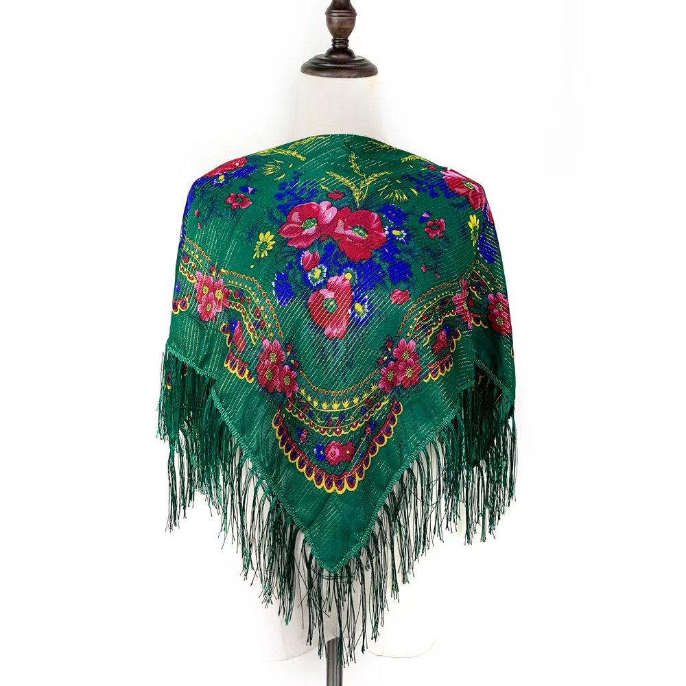 Russe carré Bandana écharpe femmes luxe imprimé fleuri frangé bandeau châle paréo dame