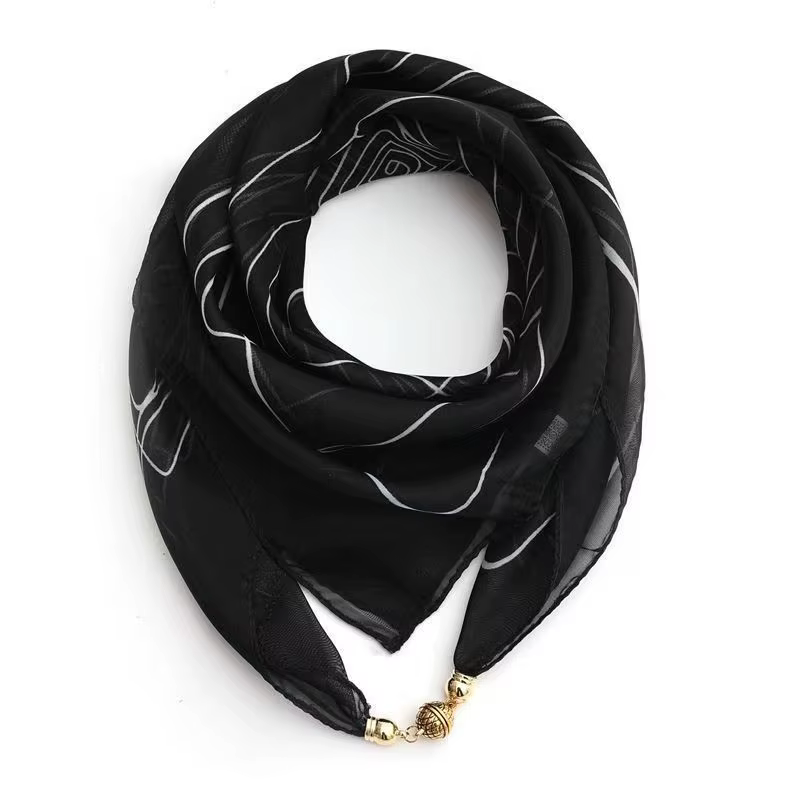Écharpe de cou à imprimé rayé avec boucle magnétique