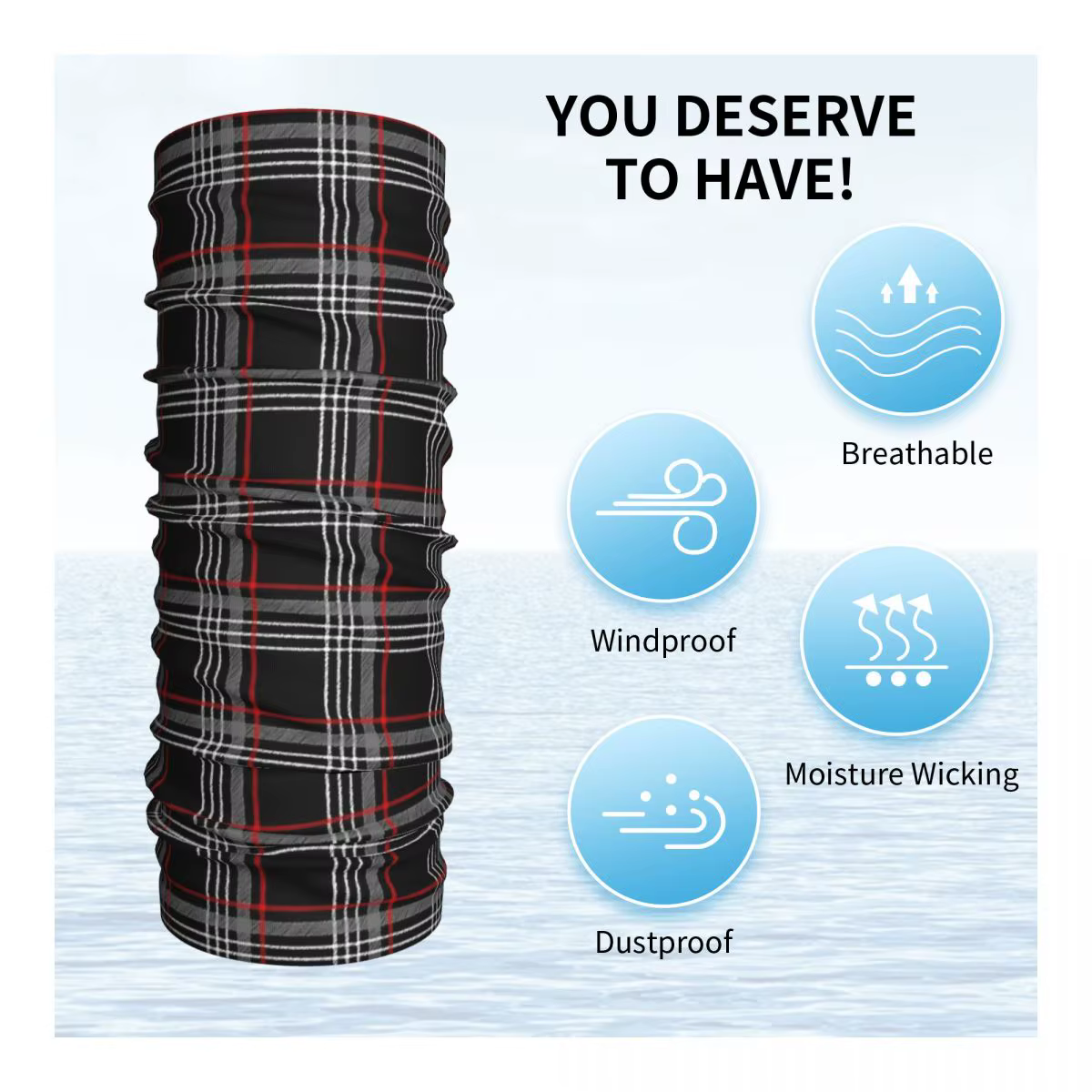 GTI Tartan Bandana cache-cou imprimé écharpe magique multi-usage cagoule randonnée pêche unisexe adulte hiver