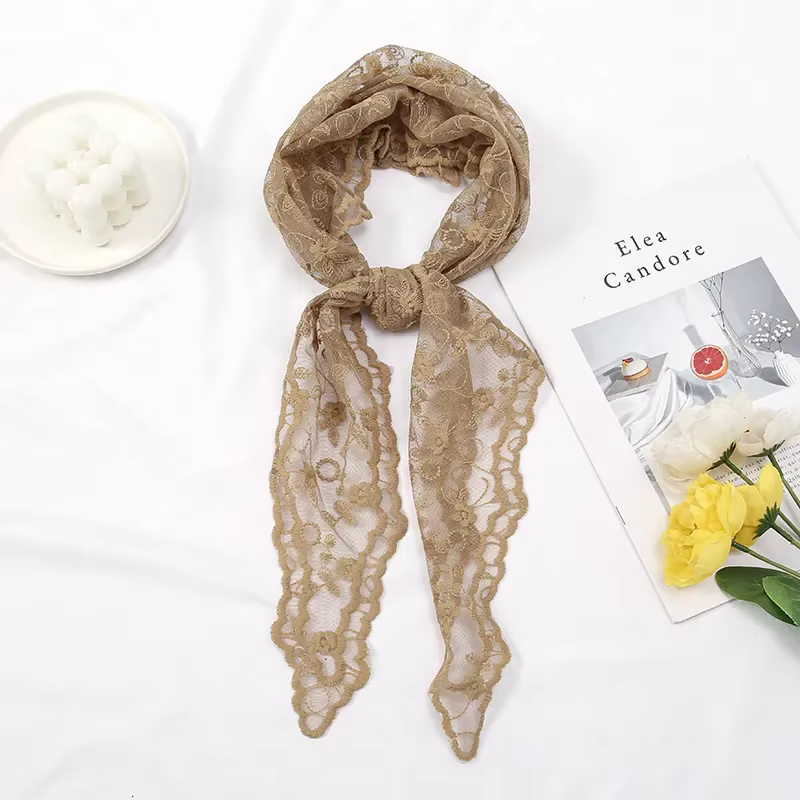 Fleur brodée dentelle Triangle écharpe petit châle Crochet cou