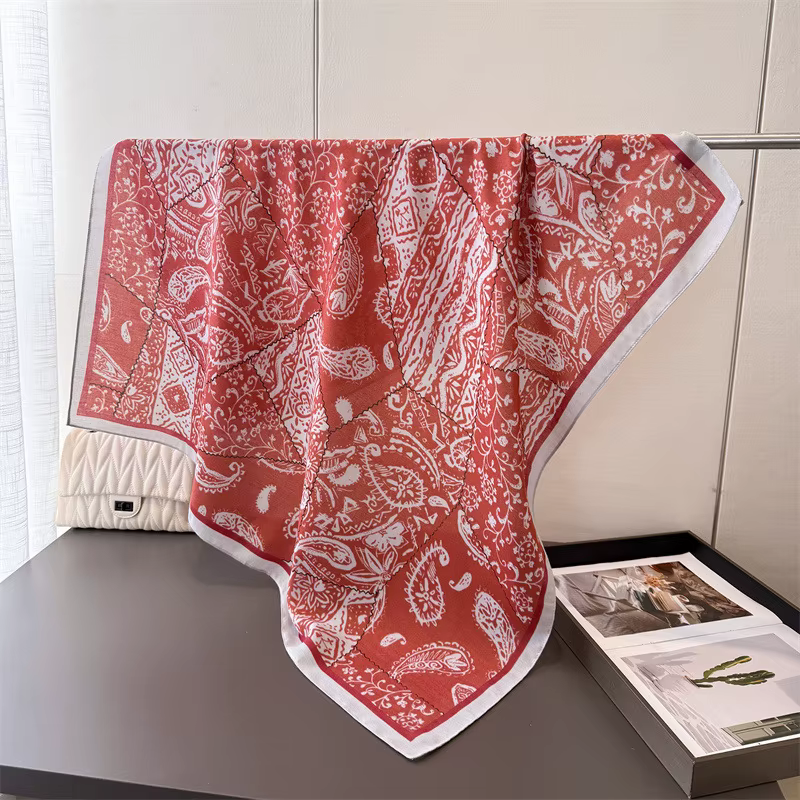 Foulard carré 90x90 cm en coton et lin pour femme