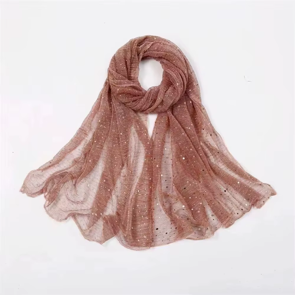 Élégant 155 × 70 cm écharpe à paillettes mince Transparent respirant Hijab léger scintillant