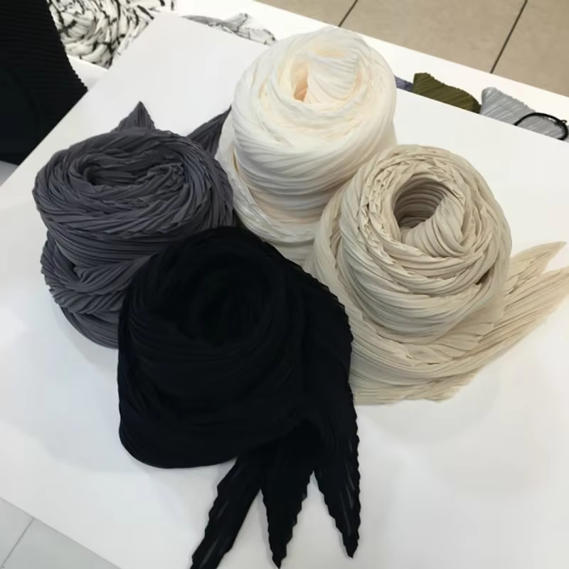 Miyake plissé femmes écharpe châle tissu mode coréenne mince crème solaire