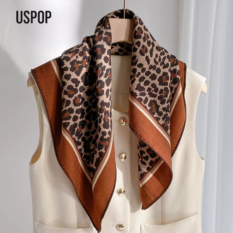 USPOP Écharpe en laine de soie à chevrons pour femme 65 × 65 cm – Légère