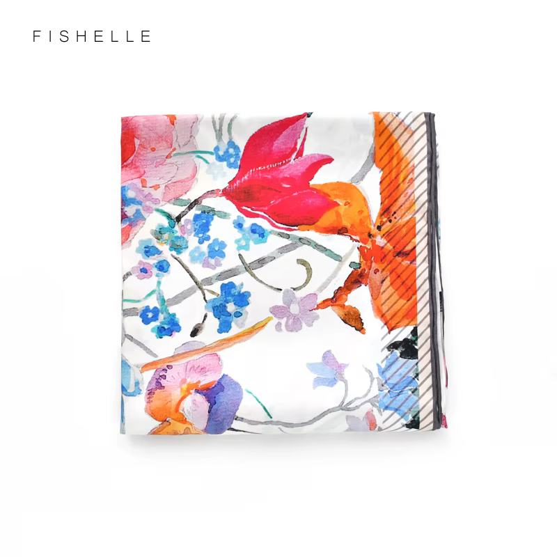 Foulard en sergé de soie véritable blanche