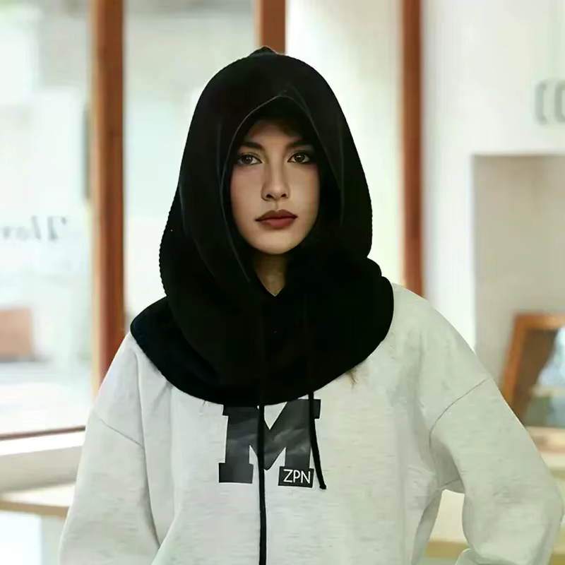 Écharpe à capuche tricotée pour femmes automne et hiver épaisse et chaude avec oreillettes