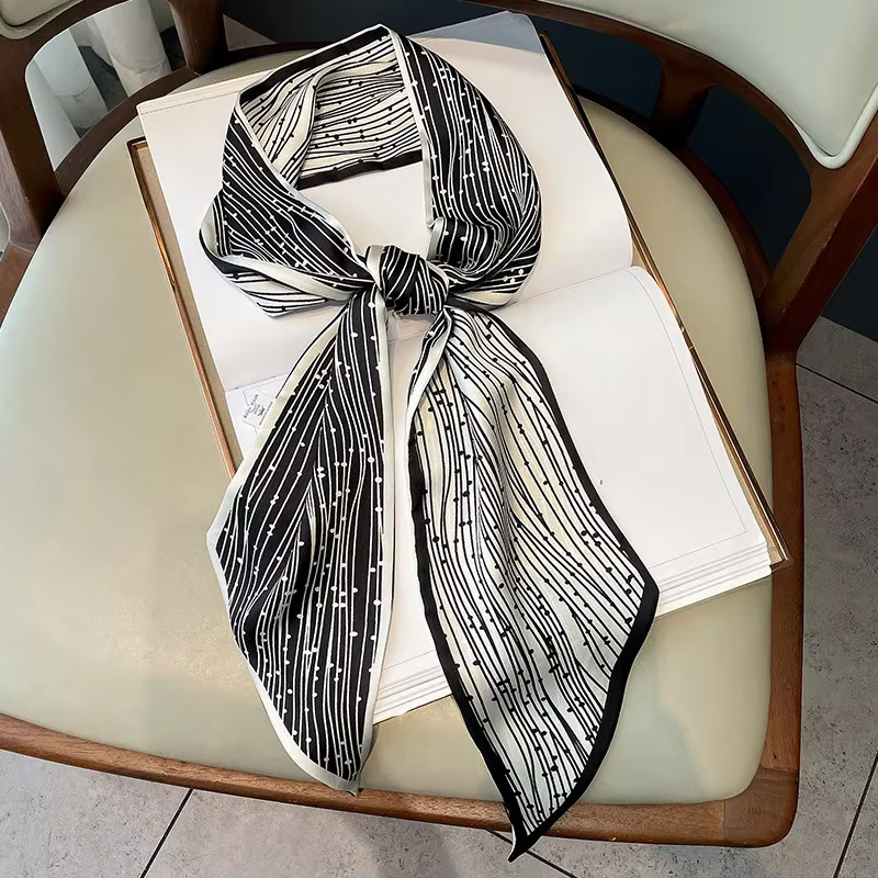 Printemps/été luxe longue foulard en soie femme imprimer mince