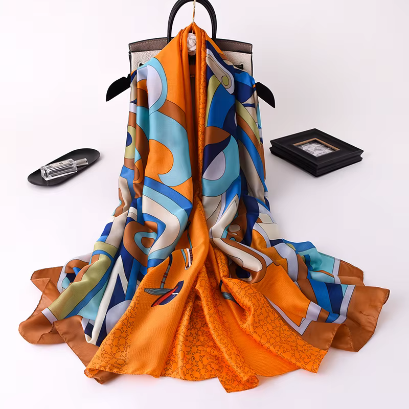 180*90cm silencieux nouvelle marque de luxe écharpe femmes châles enveloppes printemps Hijab Bufanda Foulard femme Bandana plage étoles 2022 soie