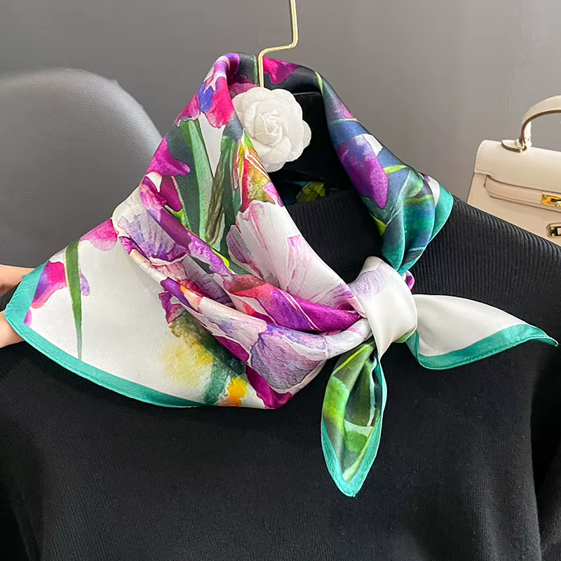 Écharpe de cou en soie de mûrier véritable pour femmes
