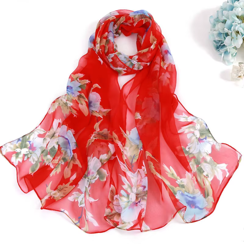 Été nouveau crêpe Georgette écharpe pour femmes filles étudiants mode foulards doux crème solaire Viscose châle printemps femme Wrap châles