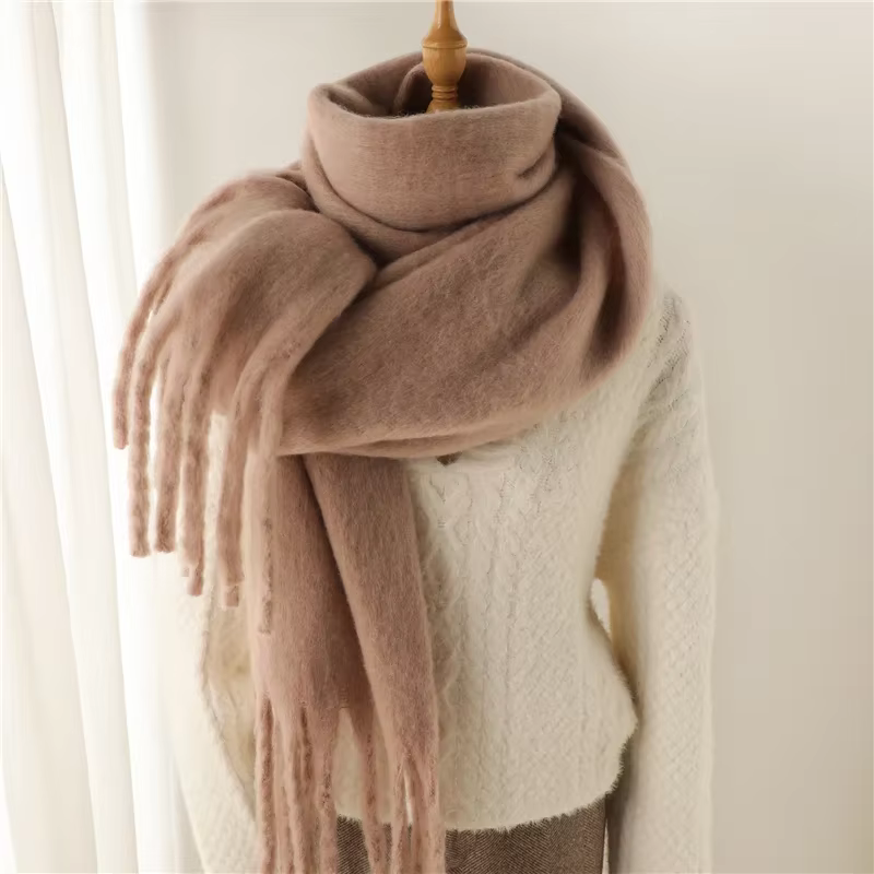 Écharpe d'hiver pour femmes cachemire chaud solide Pashmina couverture enveloppes femme épais doux Bufanda grand gland