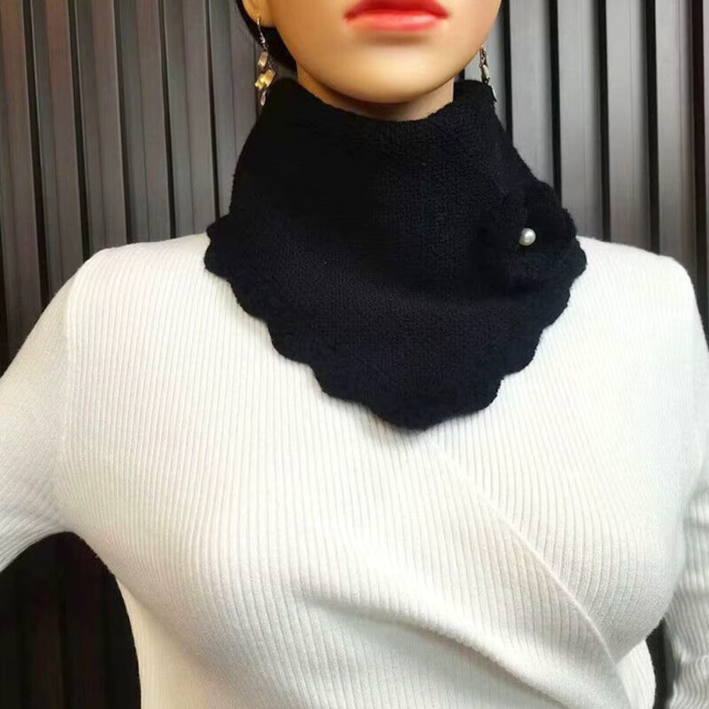 Écharpe Triangle en Tricot à Fleurs pour Femme