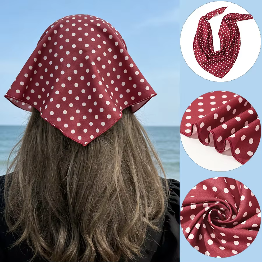 Bandana vintage rouge à pois