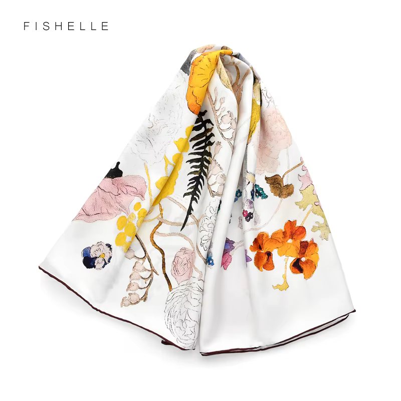 Foulard en sergé de soie véritable blanche pour femmes