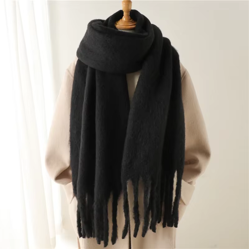 Écharpe d'hiver pour femmes cachemire chaud solide Pashmina couverture enveloppes femme épais doux Bufanda grand gland