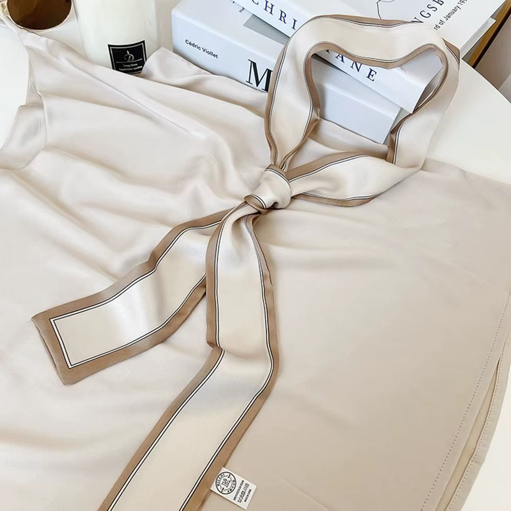 Style rétro femme châle français cravate foulard rayure impression