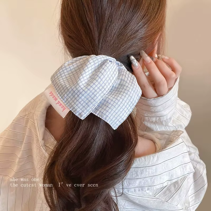 Élastique à cheveux carré à rayures bleues