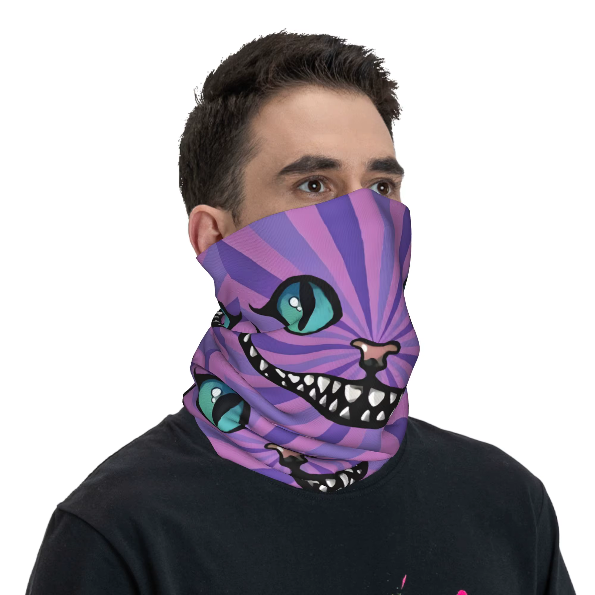 Cache-cou bandana personnalisé motif Chat du Cheshire pour la randonnée et la course à pied